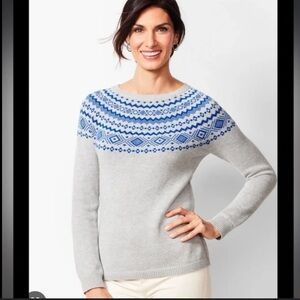 Talbots- crew neck sweater, gray ,blue